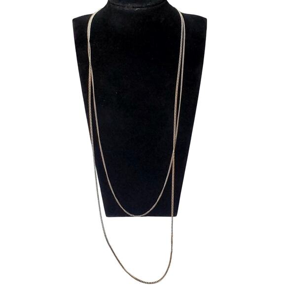Silver Tone Double Chain 22" Minimalist - Picture 1 of 4